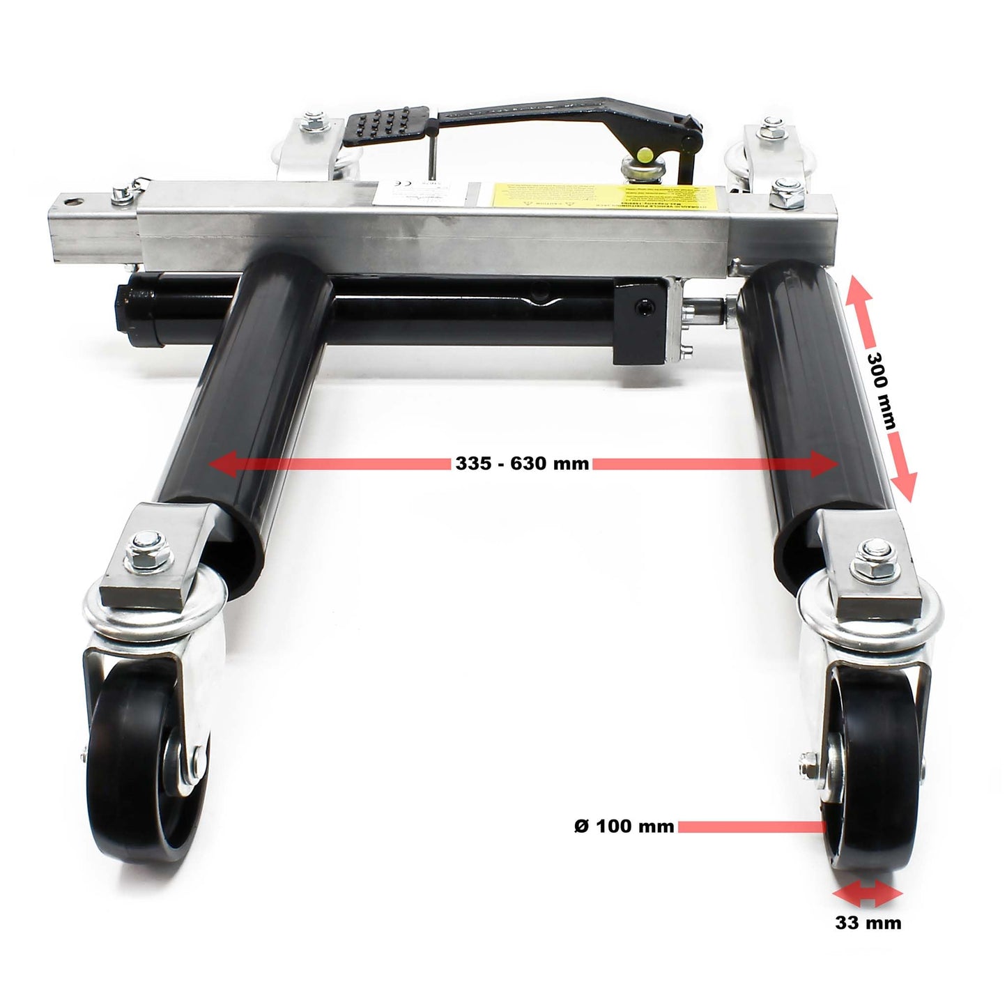 Wiltec PKW Rangierhilfe – 2x hydraulische Wagenheber, je 680 kg Tragkraft, geeignet für Reifen bis 30 cm Breite